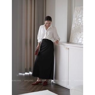 Áo sơ mi nữ basic màu trắng basic dài tay cao cấp HAGOO công sở Hàn Quốc chất liệu Bamboo [A929]
