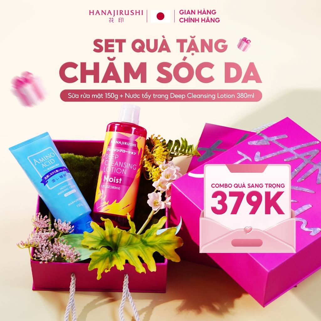 Set quà tặng mỹ phẩm skincare Hanajirushi Nhật Bản, Bộ sản phẩm làm đẹp, Combo chăm sóc da chuẩn Nhật