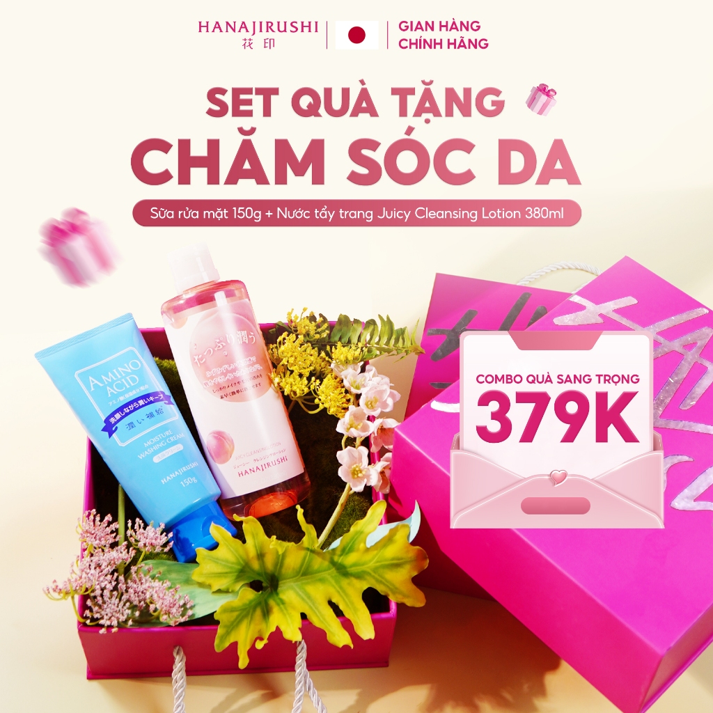 Set quà tặng mỹ phẩm skincare Hanajirushi Nhật Bản, Bộ sản phẩm làm đẹp, Combo chăm sóc da chuẩn Nhật