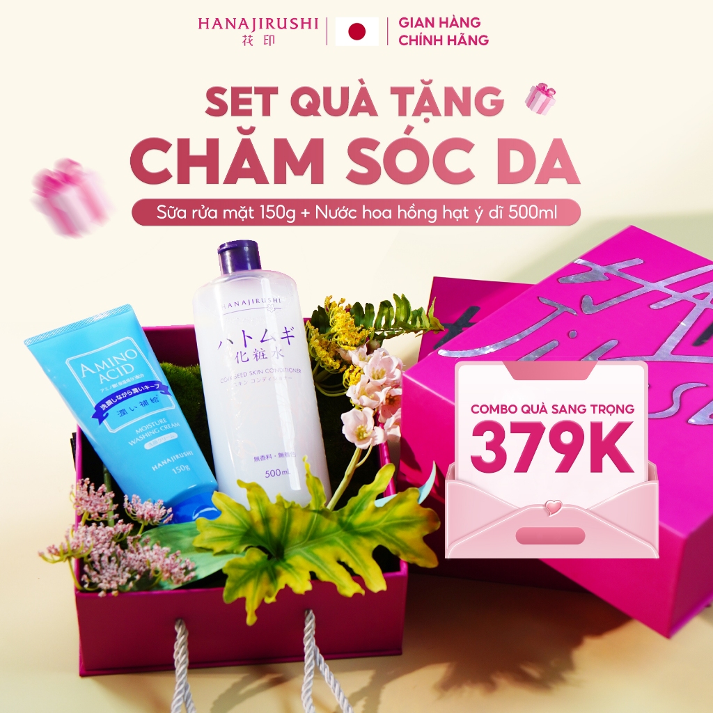 Set quà tặng mỹ phẩm skincare Hanajirushi Nhật Bản, Bộ sản phẩm làm đẹp, Combo chăm sóc da chuẩn Nhật