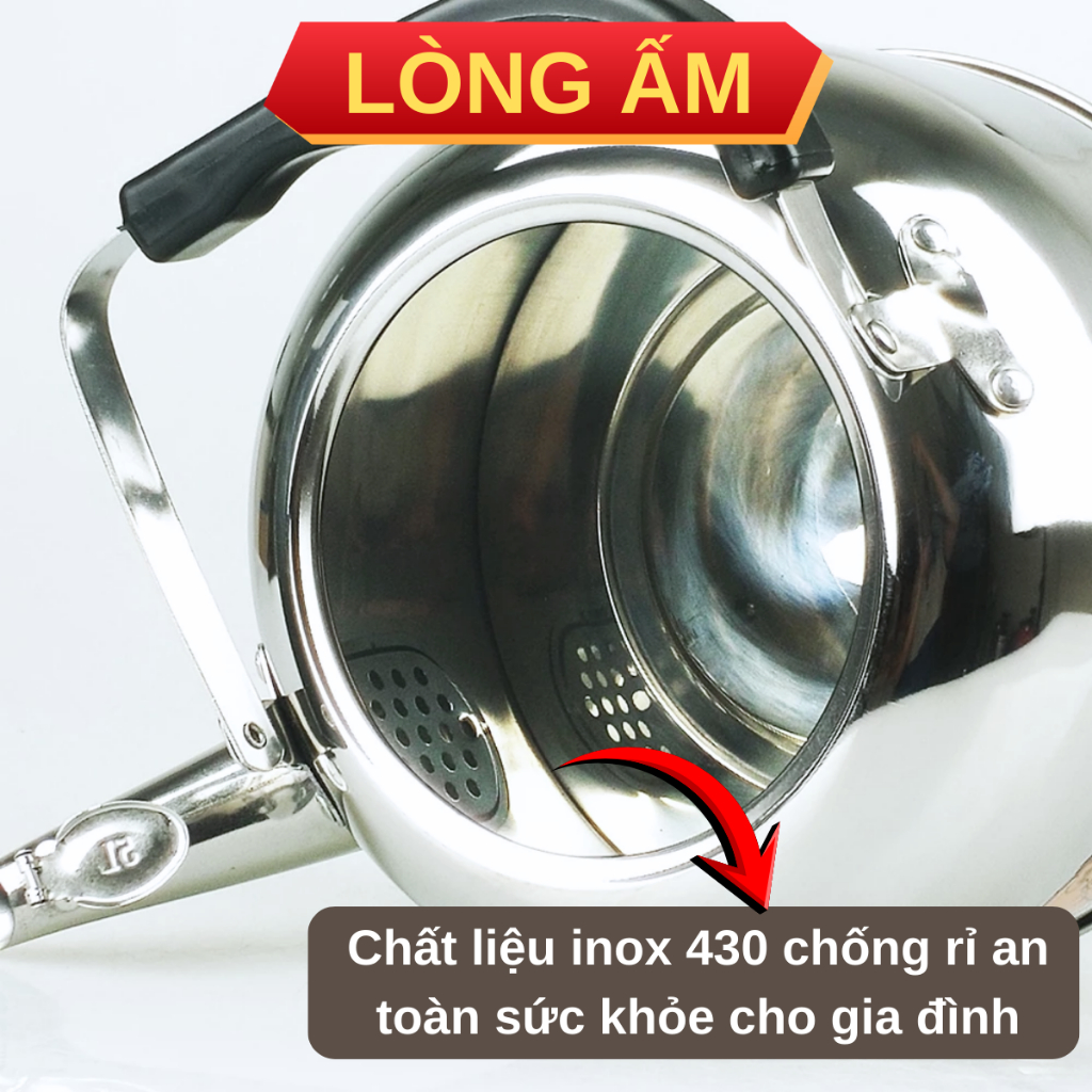 Ấm siêu tốc Fujika 5L, ấm đun nước tự ngắt khi sôi chất liệu inox chống rỉ an toàn sức khỏe gia đình
