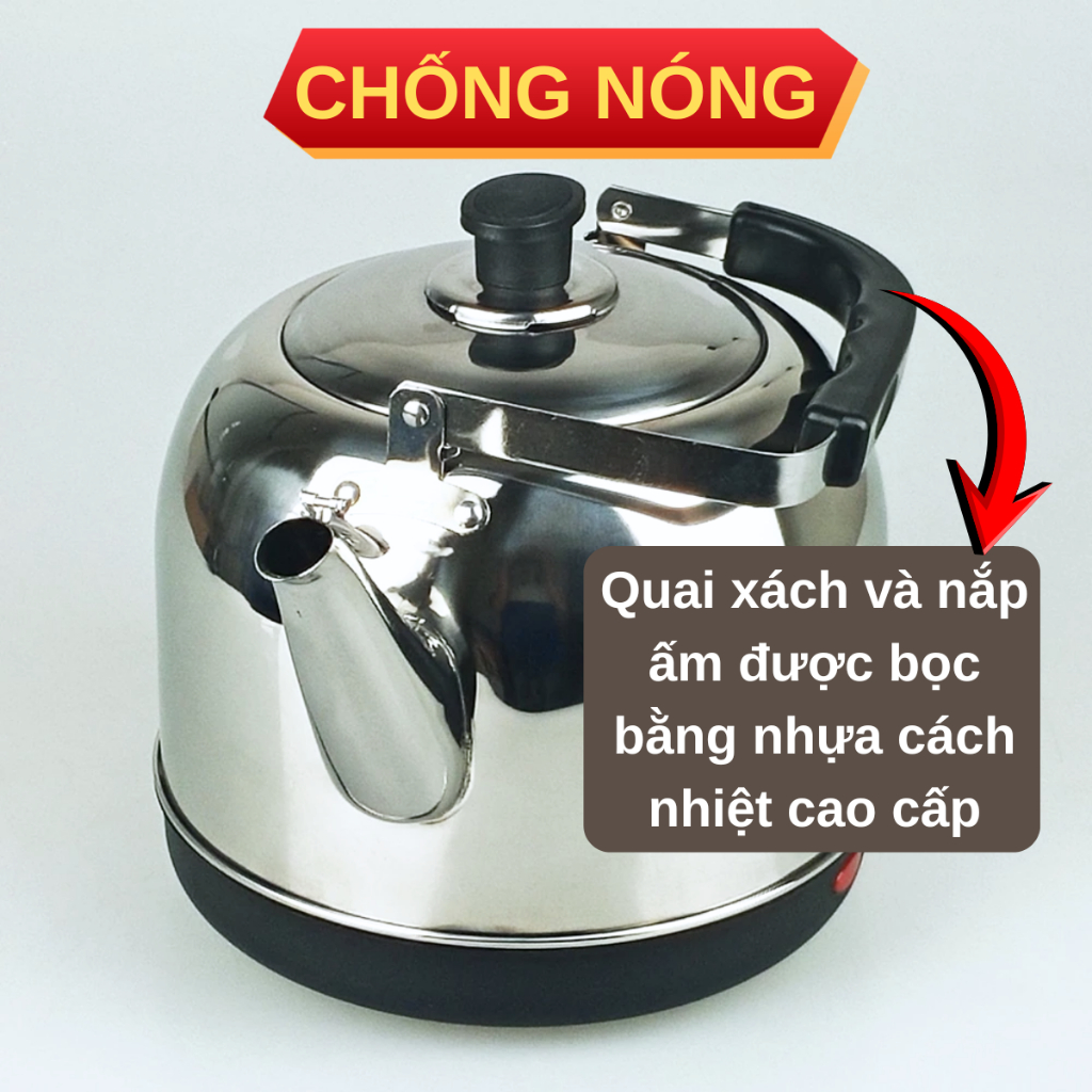 Ấm siêu tốc Fujika 5L, ấm đun nước tự ngắt khi sôi chất liệu inox chống rỉ an toàn sức khỏe gia đình