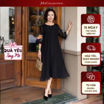 M COLLECTION | Váy Đầm Suông Nữ Trung Niên Tặng Mẹ Tơ 2 Lớp Xẻ Tà Cài Nút Bọc Tay Lỡ Thêu Hoa D12779 — ảnh 1