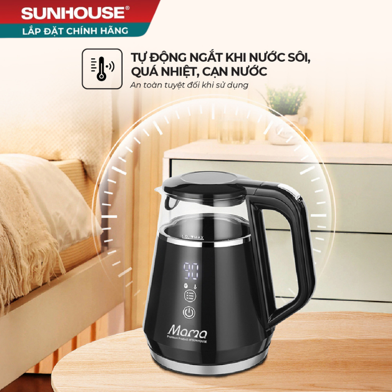 Ấm siêu tốc thủy tinh 1L SUNHOUSE MAMA SHD1332