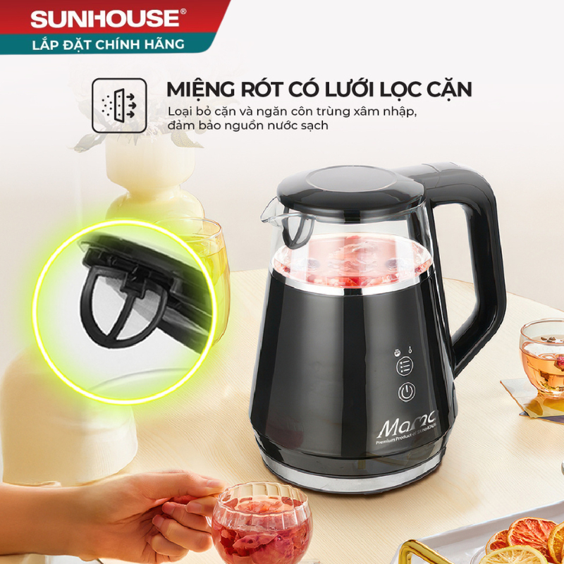 Ấm siêu tốc thủy tinh 1L SUNHOUSE MAMA SHD1332