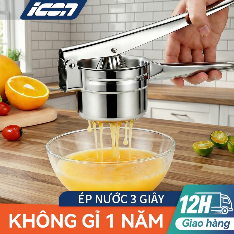 Dụng Cụ Ép Trái Cây ICON - Máy Ép Cam Chanh Rau Củ 3 Trong 1, Ép Nước - Vắt Khô - Nghiền, Thép Không Gỉ Cao Cấp