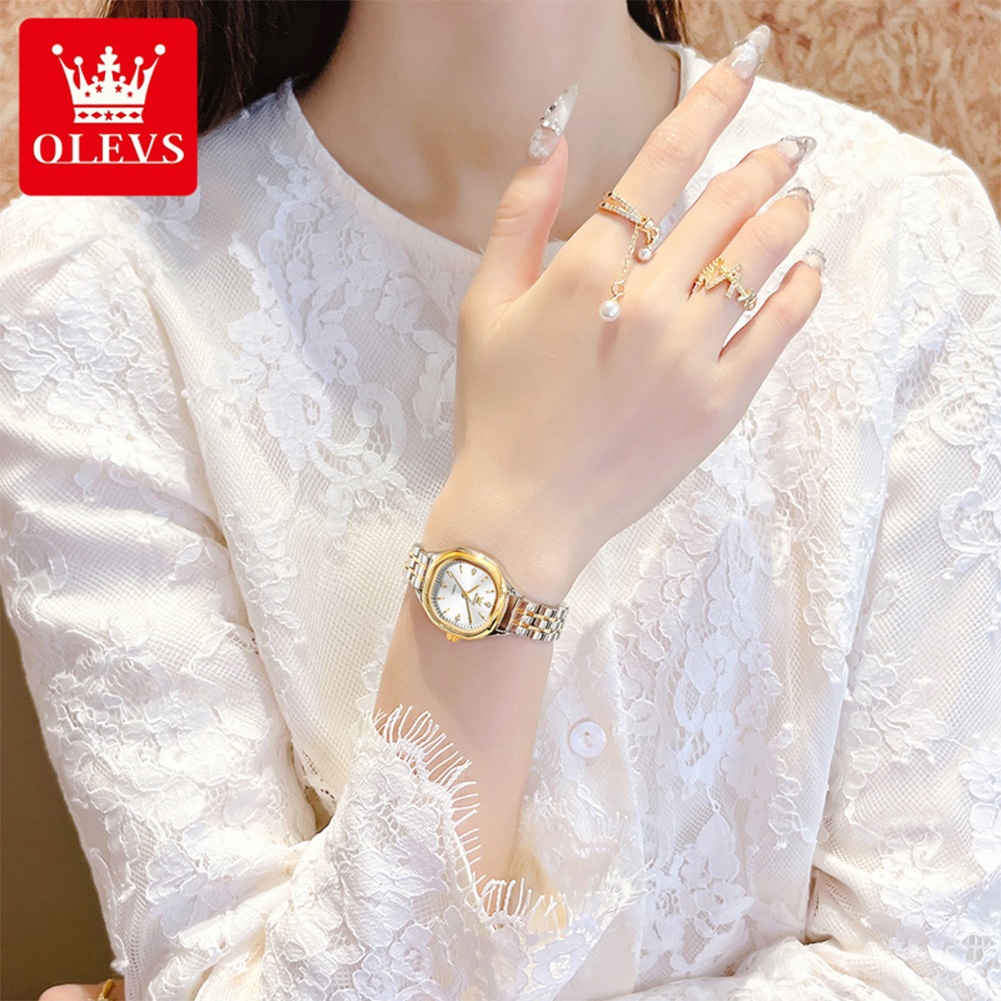OLEVS Đồng hồ Nữ Thạch anh Dây đeo đồng hồ bằng thép không gỉ Lịch Thật Chống thấm nước Quà 5888