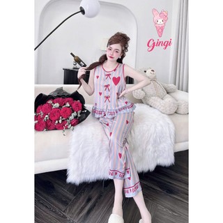 Đồ ngủ pijama lửng 90cm tay ngắn đính nơ xinh xắn (DB137)