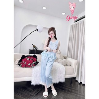 Đồ ngủ pijama lửng 90cm tay ngắn đính nơ xinh xắn (DB137)