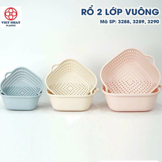 Bộ Rổ 6 Món Kèm Chậu nhựa cao cấp, an toàn bền đẹp dùng rửa rau củ chế biến thực phẩm tiện lợi  3288 + 3289 + 3290