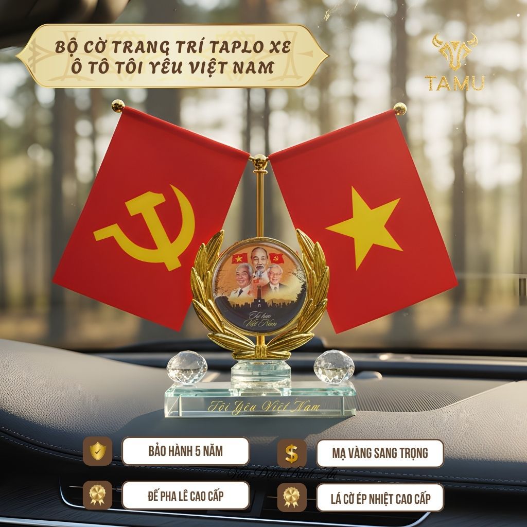 ( TỔNG HỢP ) Bộ Cờ Tổ Quốc Trang Trí Thảm Taplo Xe Ô Tô TAMU, Cờ Để Bàn Làm Việc, Quà Lưu Niệm