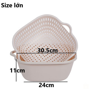 Bộ Rổ 6 Món Kèm Chậu nhựa cao cấp, an toàn bền đẹp dùng rửa rau củ chế biến thực phẩm tiện lợi  3288 + 3289 + 3290