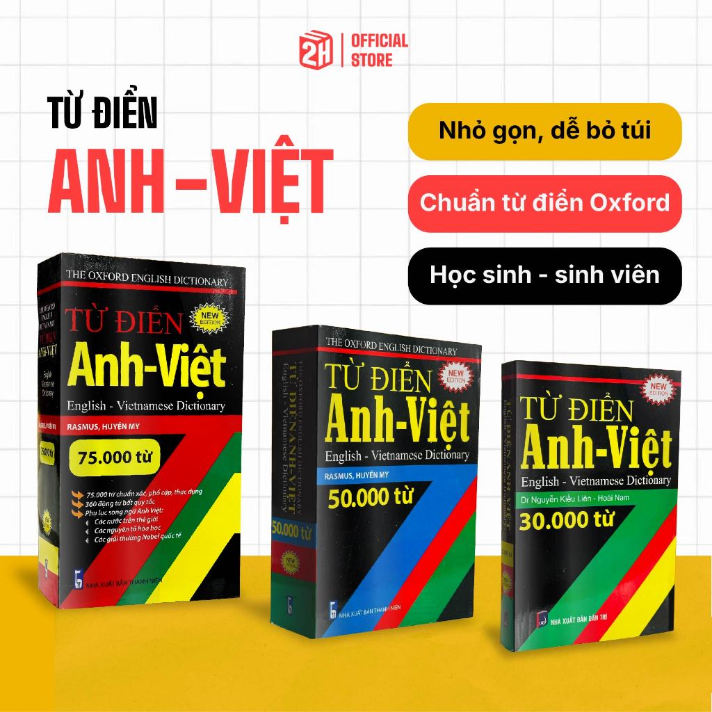 Bìa sách Từ điển Anh Việt 30 000 đến 75 000 từ dễ đọc dễ hiểu Nhà Sách 2HBooks