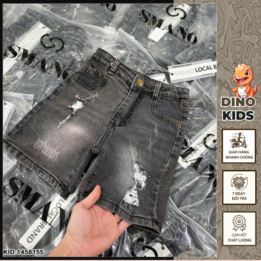 Quần bò ngắn cho bé trai xước nhẹ boy phố hàng siêu đẹp-Quần ngắn bò cho bé trai phối rách hàng cao cấp