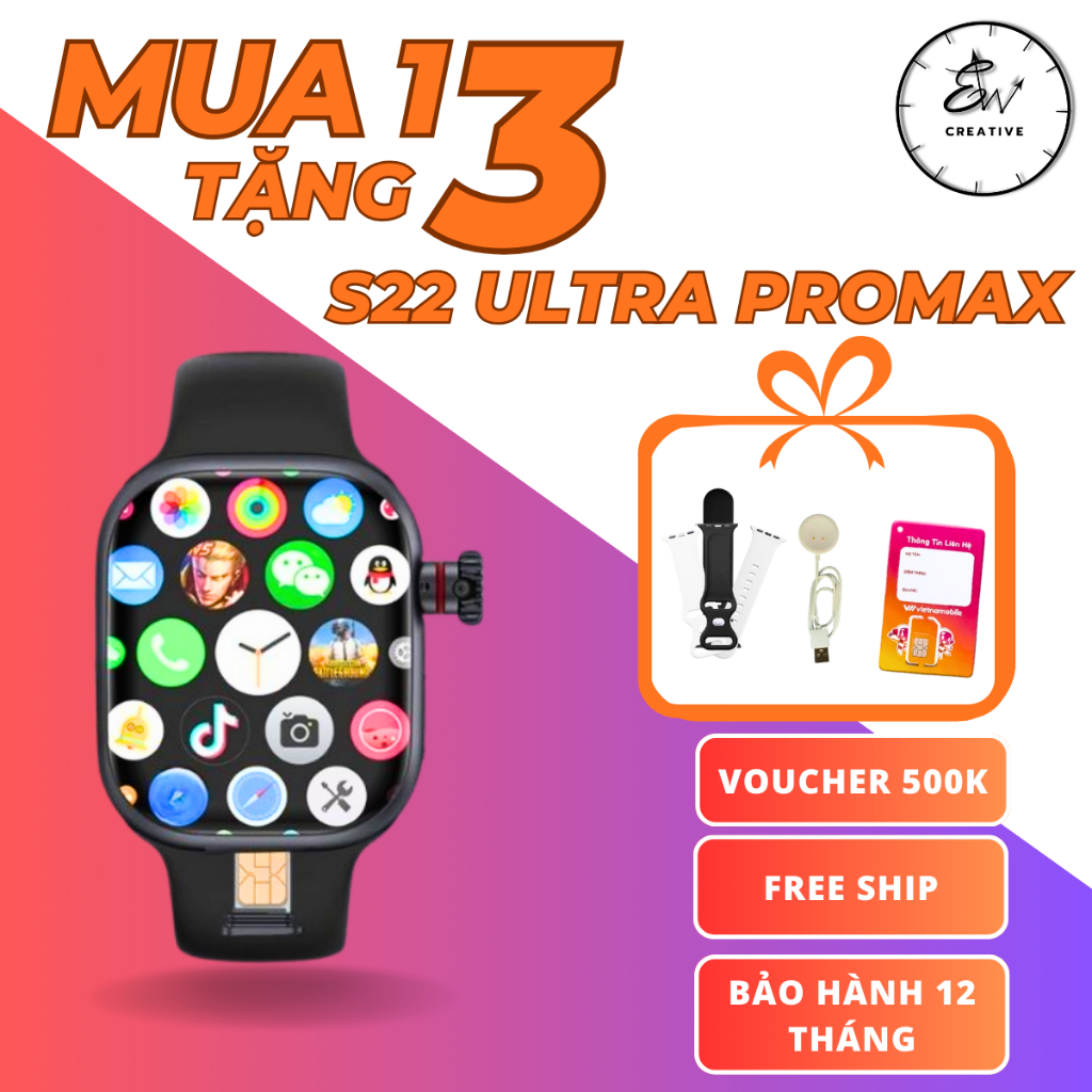 ĐỒNG HỒ THÔNG MINH LẮP SIM EWATCH S22 ULTRA PROMAX 5G Lắp Sim, Nghe Gọi ...