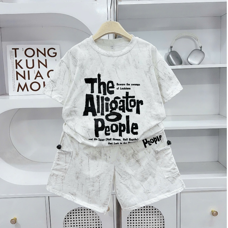 Bộ Quần Áo Bé Trai in chữ ALLIGATOR Chất Liệu Cotton không bai xù, Mềm Mịn, Mát, Thấm Hút Mồ Hôi Tốt, size từ 17-60kg
