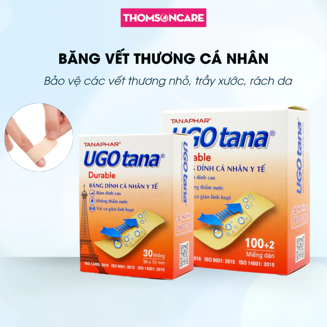 Băng vết thương cá nhân Ugotana - băng dính y tế chống nước, bằng vải, sơ cứu khi đứt tay, dụng cụ sơ cứu, băng gạc y tế