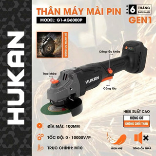 Thân máy mài pin HUKAN AG6000BL Black, 3 tốc độ, Động cơ Không chổi than