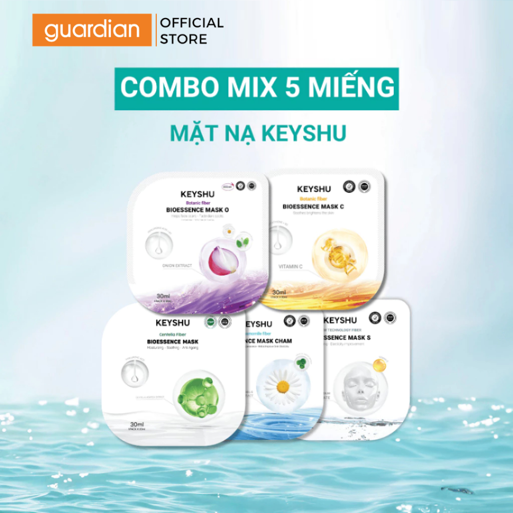 Combo 5 Mặt Nạ Keyshu Dưỡng Ẩm, Làm Mềm Da, Hỗ Trợ Giảm Lão Hóa 30ml | Guardian Việt Nam