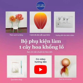 Bộ set phụ kiện tự làm Một cây hoa khổng lồ trang trí, đã gồm thân tự đứng và cánh hoa cắt sẵn