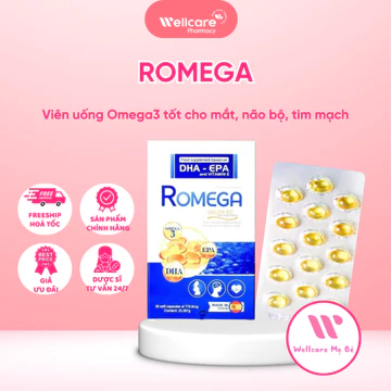 [TIM MẠCH] Romega Hộp 30 viên - Bổ Sung DHA, EPA, Omega3 Hỗ Trợ Mắt, Não Bộ, Tim Mạch Và Xương Khớp