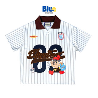 Áo Polo Form Boxy Nam Nữ BLUEWEAR 02 Chất Jersey Thể Thao Phối Sọc