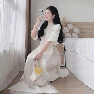 Áo Dài Cách Tân Dáng Xuông Trúc Anh 4 Tà Sang Trọng Trẻ Trung -Áo Dài YUME