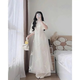 Áo Dài Cách Tân Dáng Xuông Trúc Anh 4 Tà Sang Trọng Trẻ Trung -Áo Dài YUME