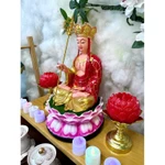 Tượng Địa Tạng Vương Bồ Tát Áo Đỏ Đài Sen Hồng Cao 30cm, Đường Kính 20cm, Bột Đá Tự Nhiên, Trang Nghiêm Thờ Tại Gia — ảnh 8