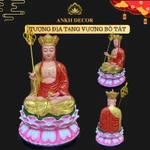 Tượng Địa Tạng Vương Bồ Tát Áo Đỏ Đài Sen Hồng Cao 30cm, Đường Kính 20cm, Bột Đá Tự Nhiên, Trang Nghiêm Thờ Tại Gia — ảnh 1