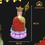 Tượng Địa Tạng Vương Bồ Tát Áo Đỏ Đài Sen Hồng Cao 30cm, Đường Kính 20cm, Bột Đá Tự Nhiên, Trang Nghiêm Thờ Tại Gia — ảnh 4