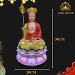 Tượng Địa Tạng Vương Bồ Tát Áo Đỏ Đài Sen Hồng Cao 30cm, Đường Kính 20cm, Bột Đá Tự Nhiên, Trang Nghiêm Thờ Tại Gia — ảnh 2
