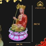 Tượng Địa Tạng Vương Bồ Tát Áo Đỏ Đài Sen Hồng Cao 30cm, Đường Kính 20cm, Bột Đá Tự Nhiên, Trang Nghiêm Thờ Tại Gia — ảnh 3