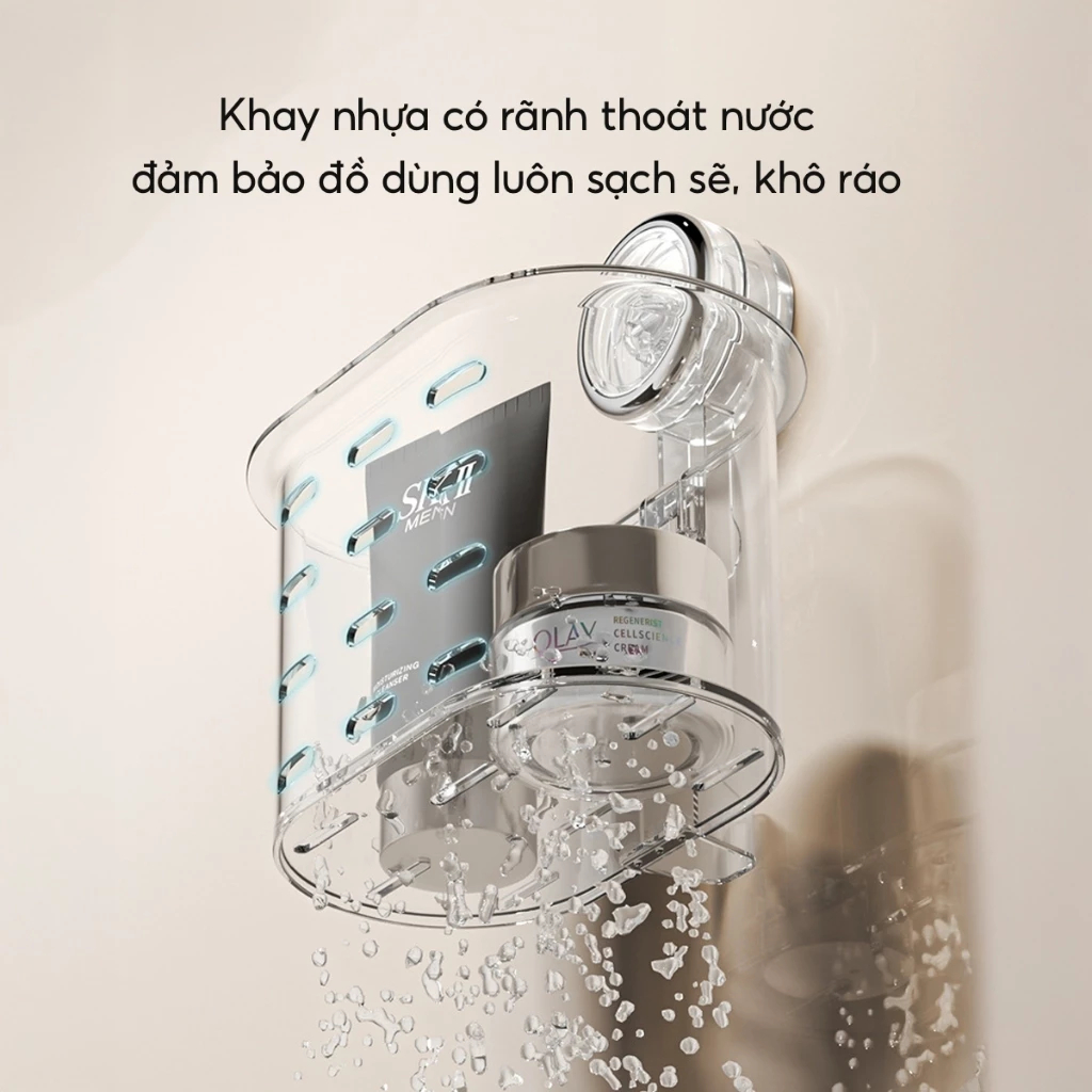 Giỏ Đựng Đồ Nhà Tắm Hút Chân Không, Kệ Để Đồ Nhà Bếp Nhà Tắm Thiết Kế Lỗ Thoát Nước Thoáng Khí 9 ntt95