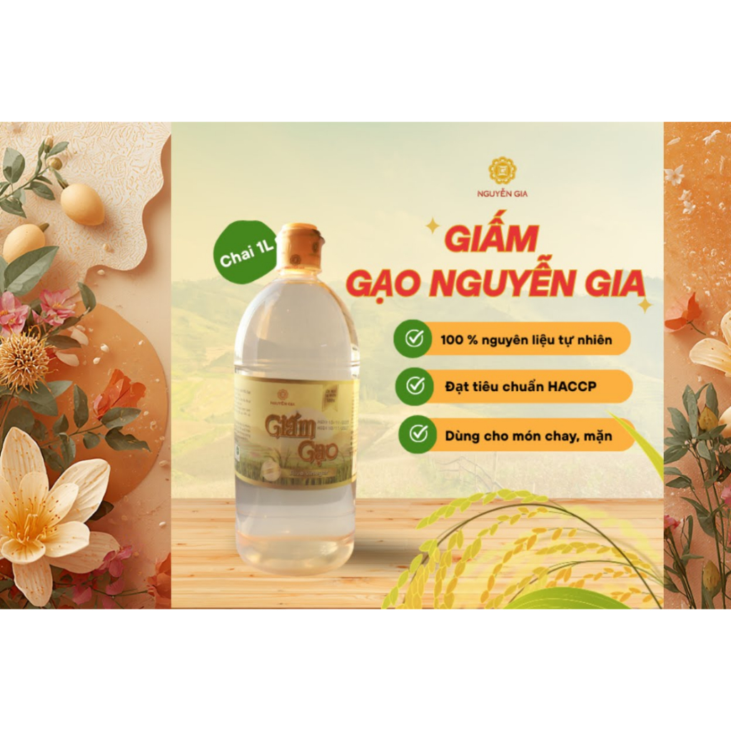 Giấm Gạo Nguyễn Gia Lên Men Tự Nhiên 1L NGG0022
