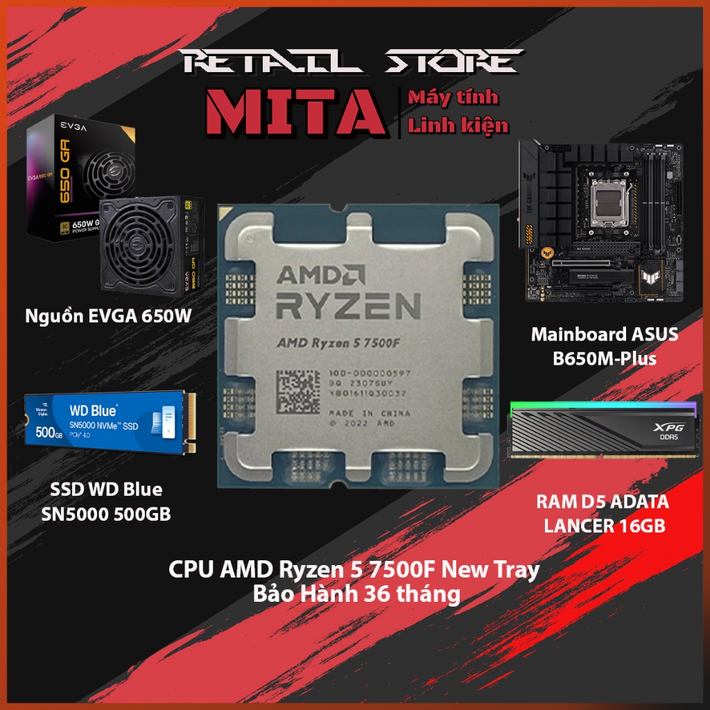 [MITA Retail] PC AMD Ryzen 5 7500F + B650M + 16GB 3200Mhz Bộ PC Lắp Ráp ...