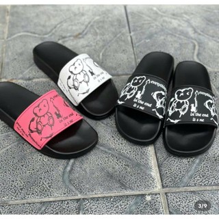Dép lê quai ngang in hoạ tiết hình con gấu siêu cu tê dáng yêu dủ size 36-43