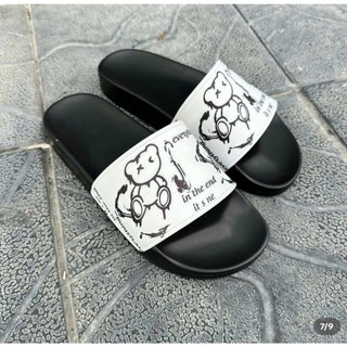 Dép lê quai ngang in hoạ tiết hình con gấu siêu cu tê dáng yêu dủ size 36-43