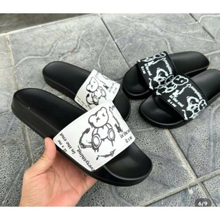 Dép lê quai ngang in hoạ tiết hình con gấu siêu cu tê dáng yêu dủ size 36-43