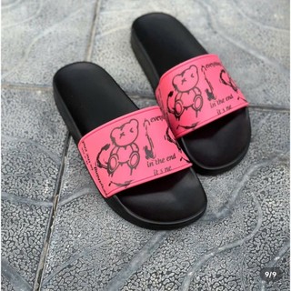 Dép lê quai ngang in hoạ tiết hình con gấu siêu cu tê dáng yêu dủ size 36-43
