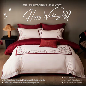 Bộ chăn ga gối lụa cưới cao cấp MemMinbedding Luxury phong cách sang trọng, chất vải mềm mướt