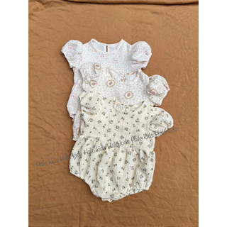 Romper bé gái tay bồng chất liệu xô muslin cao cấp