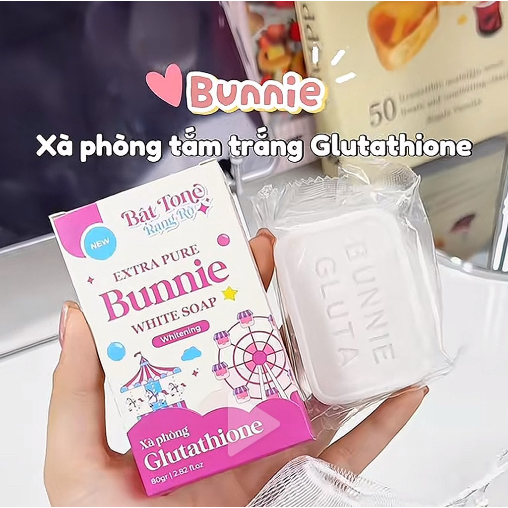 Xà phòng tắm Bunnie Glutathione Giúp làm sáng da, cải thiện tông màu da, dưỡng ẩm và làm mịn da (80g)