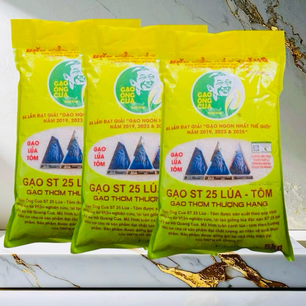 15Ky Gạo ST25 Lúa Tôm Ông Cua Chính Hãng Dẻo Thơm .