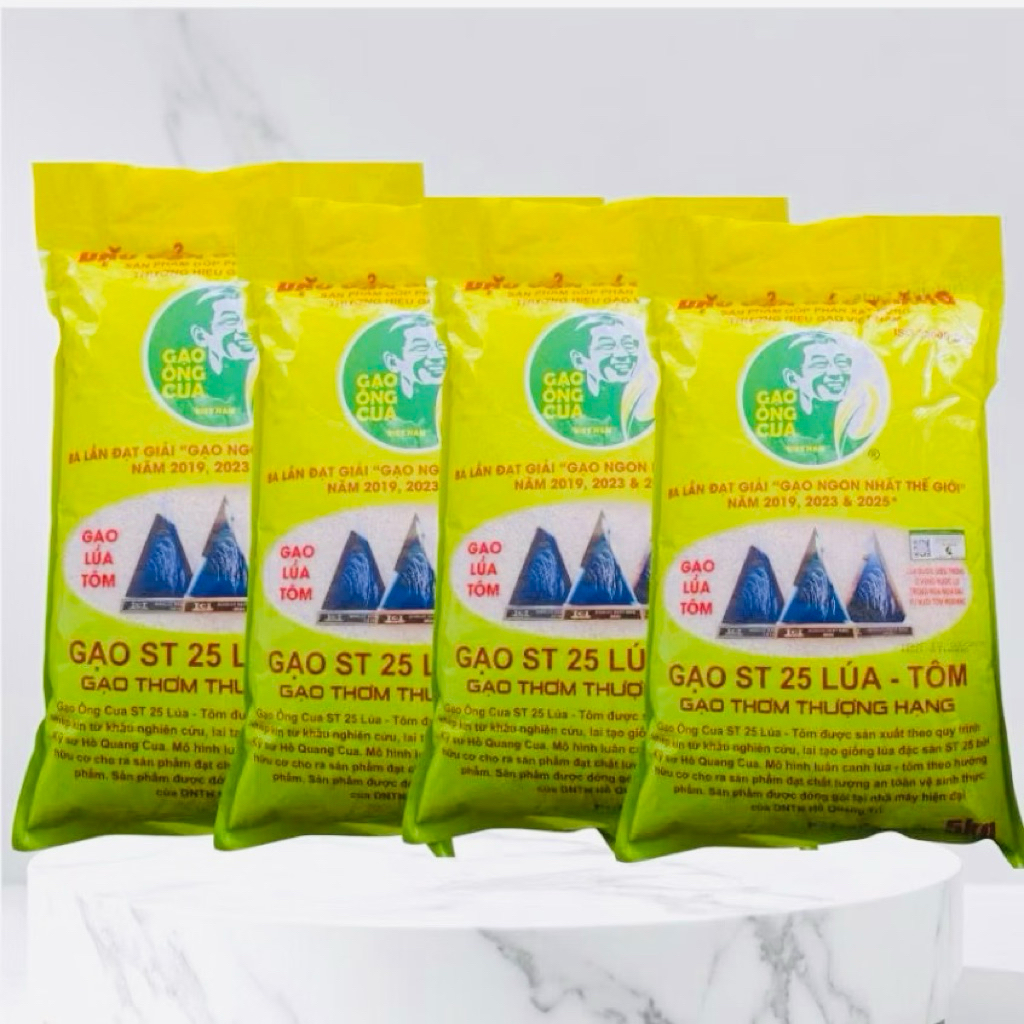 15Ky Gạo ST25 Lúa Tôm Ông Cua Chính Hãng Dẻo Thơm .