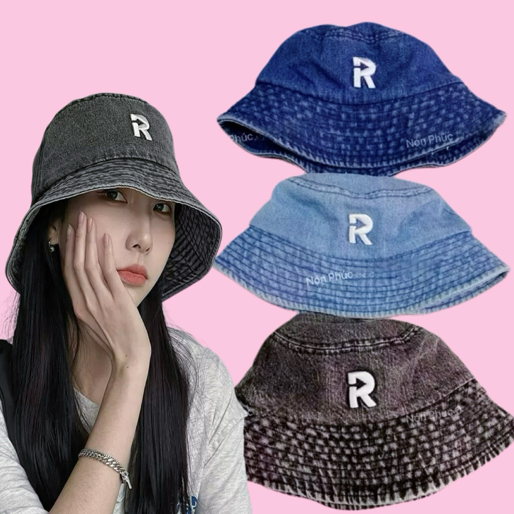 MŨ BUCKET JEAN THÊU R THỜI TRANG UNISEX