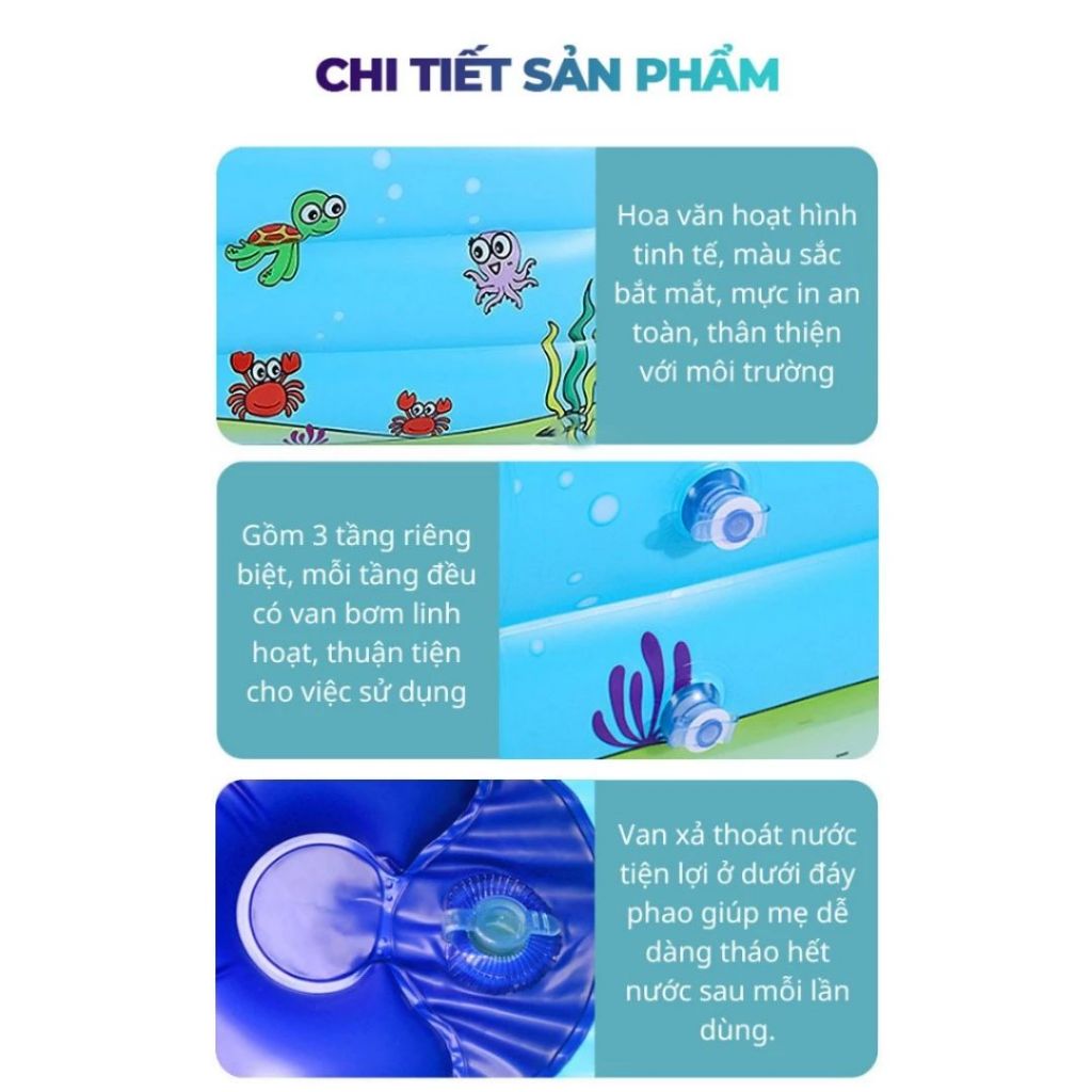 Bể bơi cho bé KAW đáy 2 lớp chống trượt chất liệu PVC cao cấp, độ bền cao - Lỗi 1 đổi 1 2025