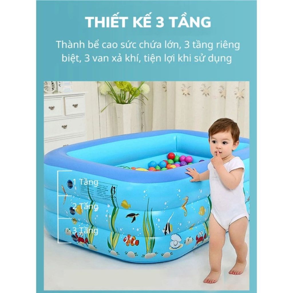 Bể bơi cho bé KAW đáy 2 lớp chống trượt chất liệu PVC cao cấp, độ bền cao - Lỗi 1 đổi 1 2025