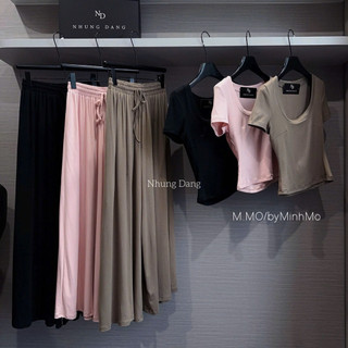 Set Thun Áo Cổ Vuông Mix Quần Suông