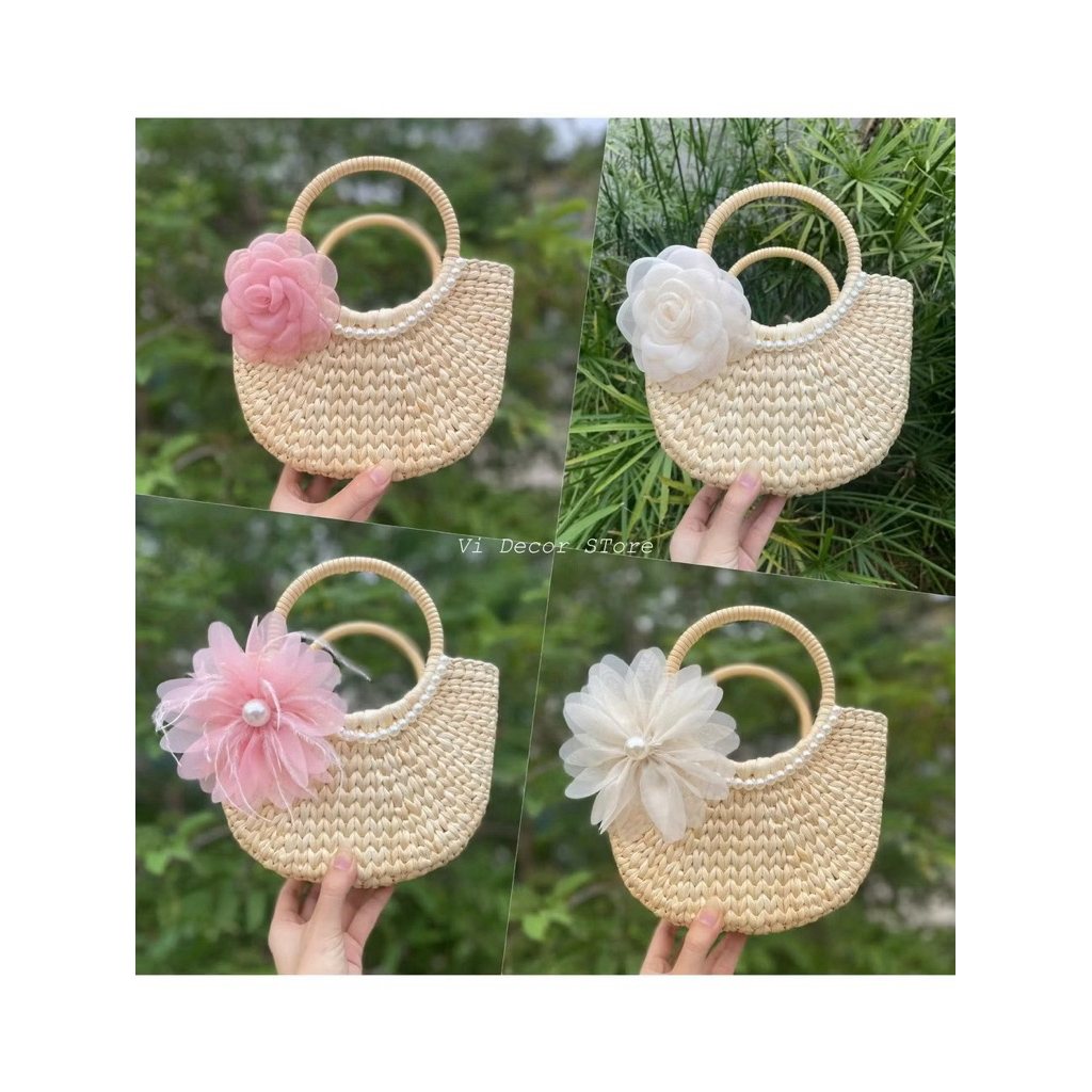 Kho sỉ túi cói - Túi lục bình chụp hình đi biển- Túi đi du lịch vintage